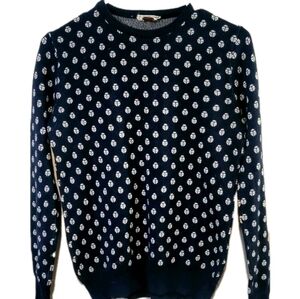 Vintage 80s Givenchy Ladybug Bug Navy Blue Crewneck Pullover Sweater